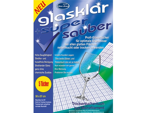 Wisch-Tuch Mikrofaser 5er Pack, bluesquare,  50x57cm